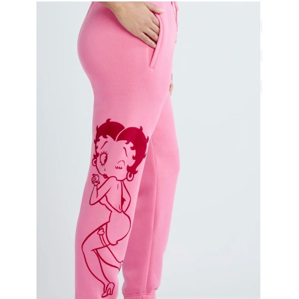 Betty Boop‎ Sweatpants Womens XXL Pink Graphic Fleece Joggers Lounge Pants